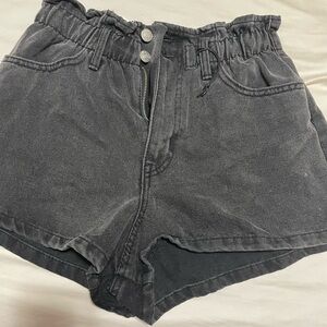 Denim paper bag shorts